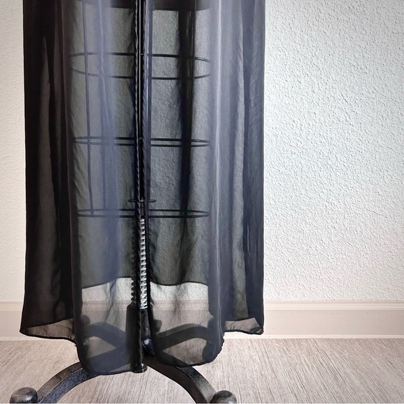 Y2K BELLE NUIT BOUDOIR BLACK SHEER ROMANTIC EMBELLISHED DUSTER ROBE - Picture 8 of 8